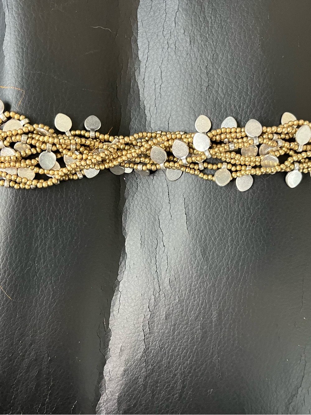 Multi-Strand Gold and Silver Beaded Necklace - Women Jewelry